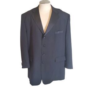 Stacy Adams Men's 4 Button Suit Coat Sport Coat Tuxedo Jacket Black Sz 52R